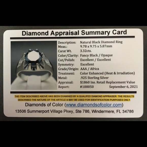 3.32cts Genuine Black Diamond Ring - Picture 9 of 12